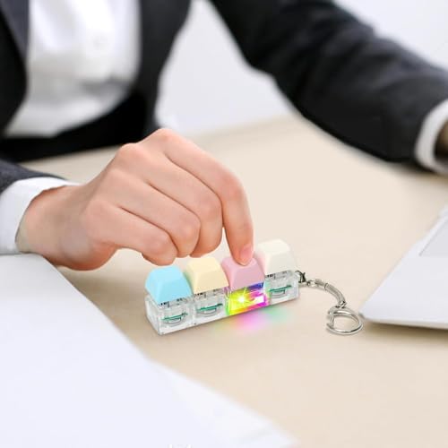 Image of 2 Pcs Keyboard Fidget Toy Keyboard Clicker with LED Light Fidget Keyboard Keychain Fidget Toy Stress Relief Keyboard Fidget Clicker (4 in 1)