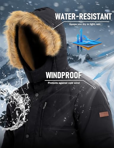 MAGCOMSEN Men's Winter Jacket Fleece Lined Water Repellent Windproof Warm Parka Winter Coat with Hood3