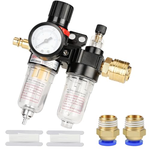 oumuik1/4 Zoll Druckluft Druckminderer Wasserabscheider Druckluft mit Manometer Ölabscheider Druckregler Zubehör für Kompressor