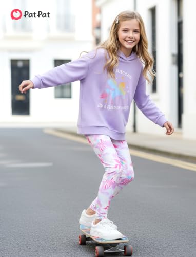 Image of PATPAT Girls 2 Piece Outfits Long Sleeve Hoodie and Leggings Clothing Set Outfits for Girls 4-12Y Fall /Winter Outfits