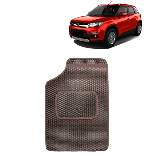 Image of Kingsway Dotted Design Car Floor Foot Mats Universal Fit for Maruti Suzuki Vitara Brezza, Model Year : 2016-2019, Water and Dustproof, Color Brown, Set of 5 Pieces