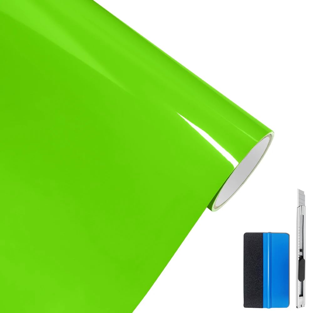 LZLRUN High Gloss Green Vinyl Realistic Paint Car Wrap Film 1.65ft x 5ft