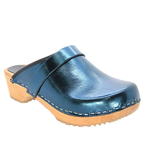 Image of Bjork Maja Wood Open Back Leather Clogs