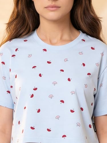 Image of Li'l Tomatoes Girls Cotton Night Suit Set | 100% Cotton Summer Co-Ord Set | Half Sleeve T-Shirt & Full Length Pajama | Soft & Breathable Printed Clothing Set | 9-16 Years