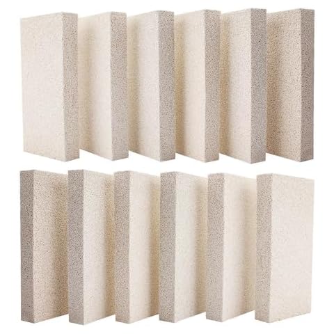 12 Pieces Insulating Fire Brick for Ovens, Kilns, Fireplaces, Forges 9" x 4.5" x 1.25" 2300F Rated Insulating Fire Bricks Cover