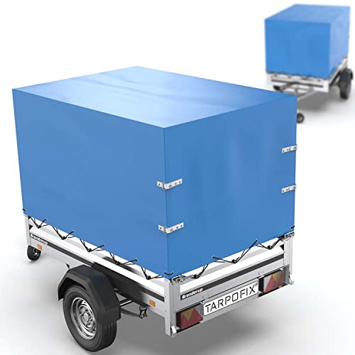 Tarpofix® Bâche de remorque haute 212 x 123 x 90 cm & corde de bâche - Bâche de remorque durable PVC robuste - Bâche de couverture idéale pour divers modèles de remorques de 750kg