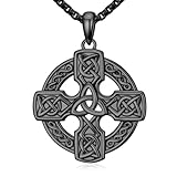 Oseew Collar de cruz celta para hombre, collar con colgante de cruz de plata, regalo religioso, con cadena ajustable de 2,5 mm + 5 cm, para el día del padre, Sin piedra preciosa