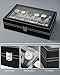 Ohuhu Watch Case Watch Box Watch Holder for Men 12 Slot PU Leather Watch Holder Real Glass Lid Jewelry Organizer Storage Soft Velvet Watch Display Case for Men Women Fathers Day Valentine's Day Gifts