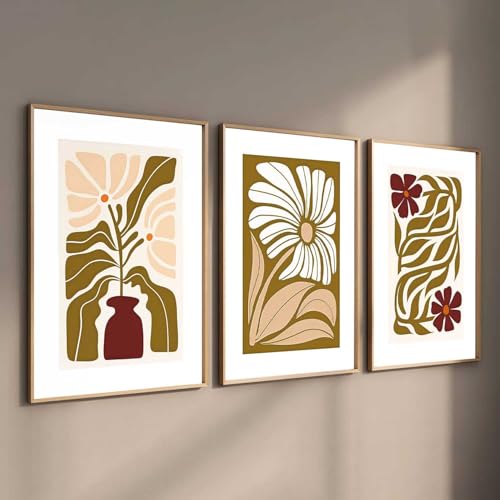 Image of HOTHOUSE Boho Art Home Decoration Painting | Paintings With Frame For Living Room Bed Room Hotel Wall Decor Digital Reprint Set of 3 (19X25 inch)