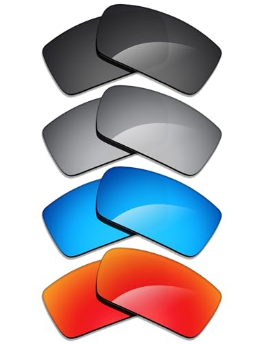 Image of Alphax 4 Pair Polarized Replacement Lenses for Oakley Gascan OO9014 60mm Sunglasses- Black+Titanium+Blue+Red