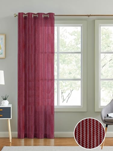 Image of Cortina Polyster Transparent Curtain Set |Long Door Installation | Bedroom Living Room Kids Room | 9 Feet Window Curtain Pack of 1 | Red