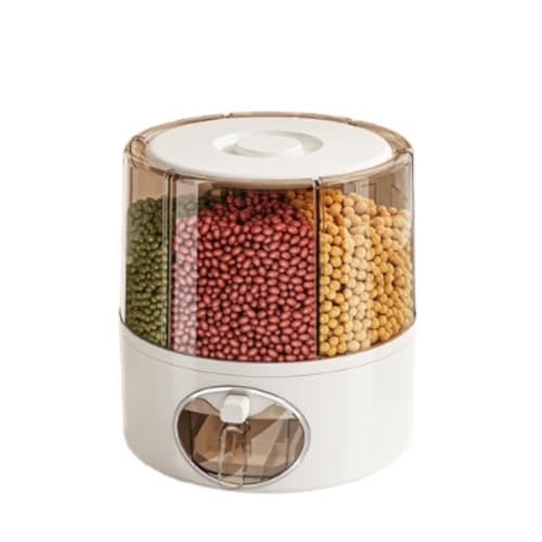 Cereal Dispenser, 6 Grid Rice and Cereal Container: Removable Twist Lock Container for Cleaning (Medium/Large)