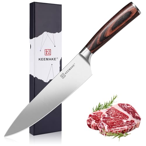 KEEMAKE Chef Knife - 8 Inch High Carbon Stainless Steel Kitchen Knife with Ergonomic Handle,...