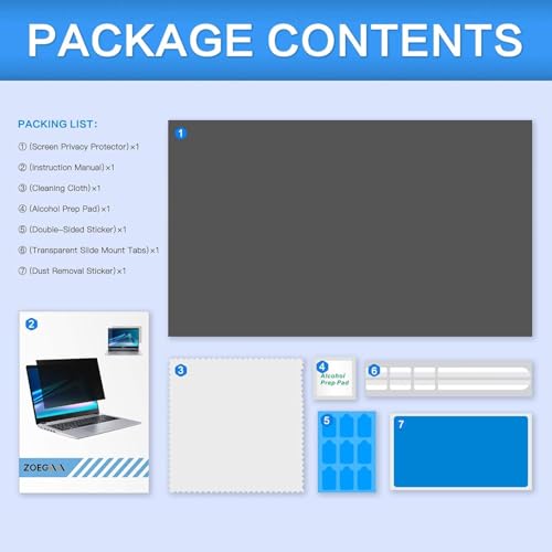 Image of ZOEGAA Laptop Privacy Screen 14 Inch 16:10 Aspect Ratio, Anti Blue Light Anti-Glare Privacy Screen and Removable Privacy Screen for Hp /Dell /Acer /Lenovo /ThinkPad /Asus