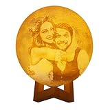 Personalized Custom Photo Text Moon Lamp, 3D Printing, USB Charging, 16 Color Changes and Brightness Adjustment with Remote or Touch Control, Gift for Holidays, Birthdays, Anniversaries (7.87 inches)