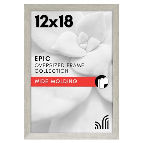 Image of Americanflat 12x18 Poster Frame - Gray Engineered Wood with Polished Plexiglass - Wide Picture Frame for Vertical or Horizontal Wall Display - Epic Collection - Gray