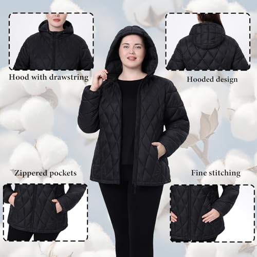Plus Size Women's Packable Puffer Jacket 1X-5X Water-Resistant Lightweight Winter Coat(Exclusively for Plus Size)4