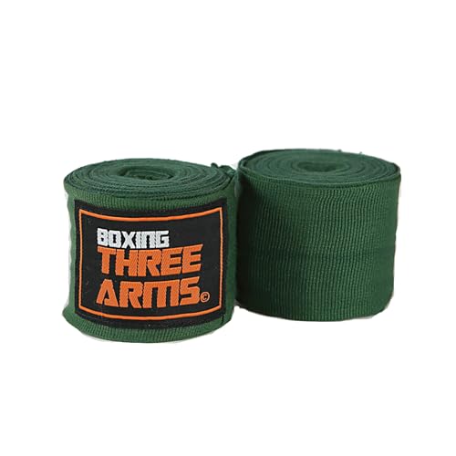THREE ARMS ボクシング バンテージ (2個入り / フォレストグリーン / 450cm) 程よい伸縮性でしっかりフィット (キックボクシング/格闘技 などに) 高耐久 拳サポーター サポーター 男性 女性 子供 簡単 マジックテープ 試合用 スリーアームズ（Amazon）
