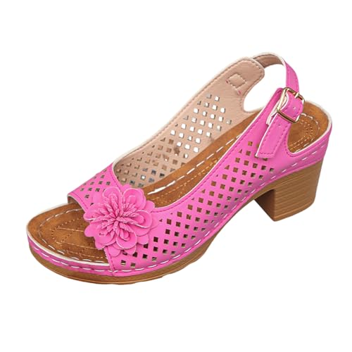 Générique Sandales Femme Talon Hauts Avec Fleurs, Nu-Pieds Confort Espadrilles Compensées, Plateforme Chic Pour Mariage, Soirées Et Vacances D'été