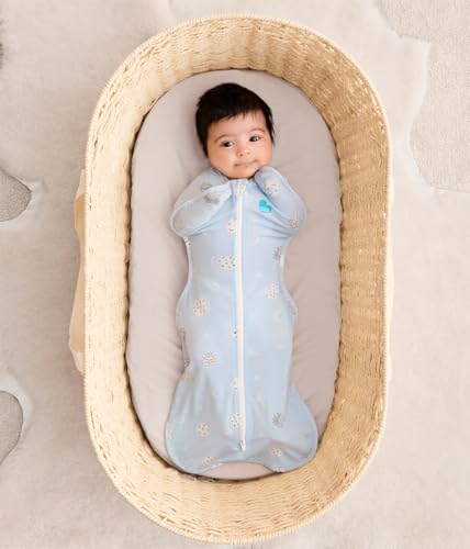 Image of Love To Dream Swaddle UP Lite, Luxuriously Silky Soft Viscose from Bamboo, Snug Fit Helps Calm Startle Reflex, New Born Essentials for Baby, 0.2 TOG, 13-19 lbs, Light Blue Little Dreamer