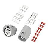 Partuto 7 Pin Headlight Waterproof Connector Plug - Car Male Female Wire Terminal Connector - for Toyota for Lexus Plastic Gray - 1 Set