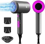 Ion Hair Dryer AC Motor 1800 W Hair Dryer, slopehill Quick Drying Hair Dryer, Salon Hair Dryer with Hot/Cold Button, 3 Hair Dryer Concentrators and Diffuser, 3 Temperature Settings, 2-Speed (Purple)