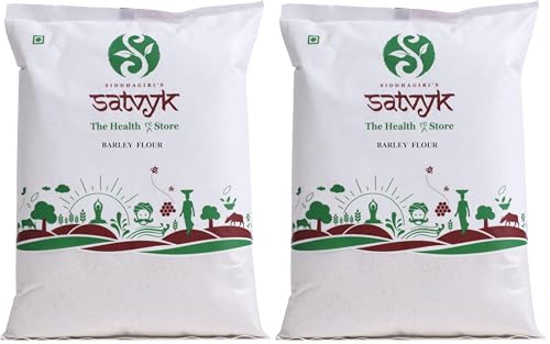 Image of S Siddhagiri's SATVYK THE HEALTH re STORE Barley Flour (1kg) - 100% Whole Barley Atta | Stone Grounded | Rich In Fibre & Protein | Soft Fluffy Rotis | Freshly Grounded (Pack of 2)