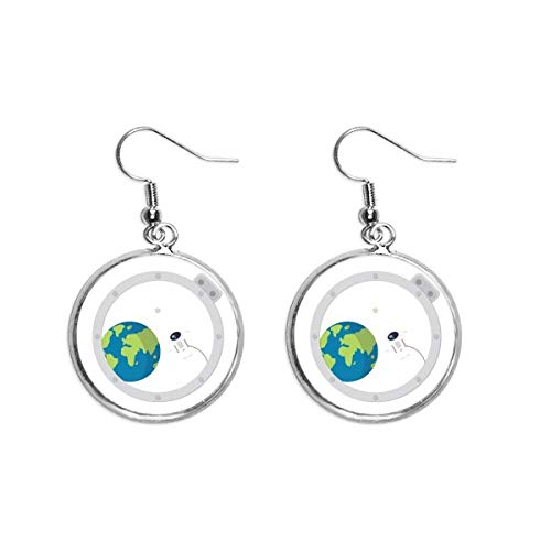 Pendiente de plata universo y alien de plata de ley