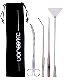 VORESTIC 4Pcs Aquascaping Tools, Terrarium Tools, Aquarium Tools Set with Stainless Steel Aquarium Tweezers, Aquarium Scissors and Spatula - Aquascape Tools Set for Trimming, Maintenance