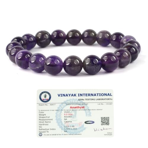 Image of Reiki Crystal Products Certified Natural Crystal Stone Round 10 mm Beads Bracelet for Men & Women | Reiki Charged Gemstone Jewellery Bracelet | Multiple Stone Variants Available
