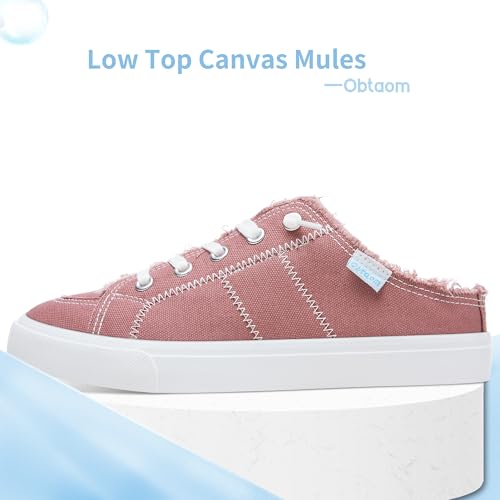 Image of Obtaom Women Canvas Mules Memory Foam Clipper Fashion Sneakers Comfortable Slip-On Mule Backless Holiday Shoes