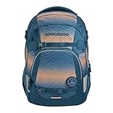 coocazoo Schulrucksack Mate „Pacific Tribes”, blau-orange, ergonomischer & anpassbarer Tornister, höhen- & größenverstellbar, mit Brustgurt & Hüftgurt, ab der 3. Klasse