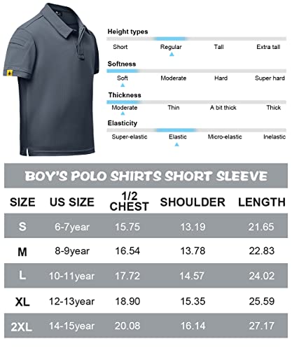 Secood Boys Polo Shirts 8-9 Short Sleeve Summer Casual Dress School Uniform Golf Shirts, Grey M #TOP5