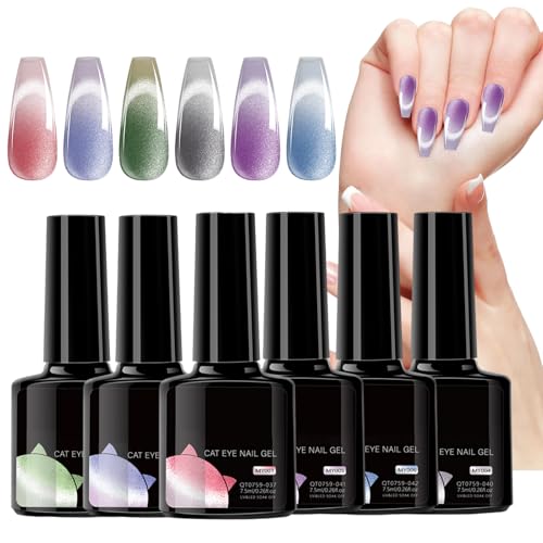 Esmalte de uñas en gel para uñas | Temperatura Cambio de Color Gel Barniz - 6 Piezas Mujeres Permanente Manicura Equipo Para Salón Hogar Ocio