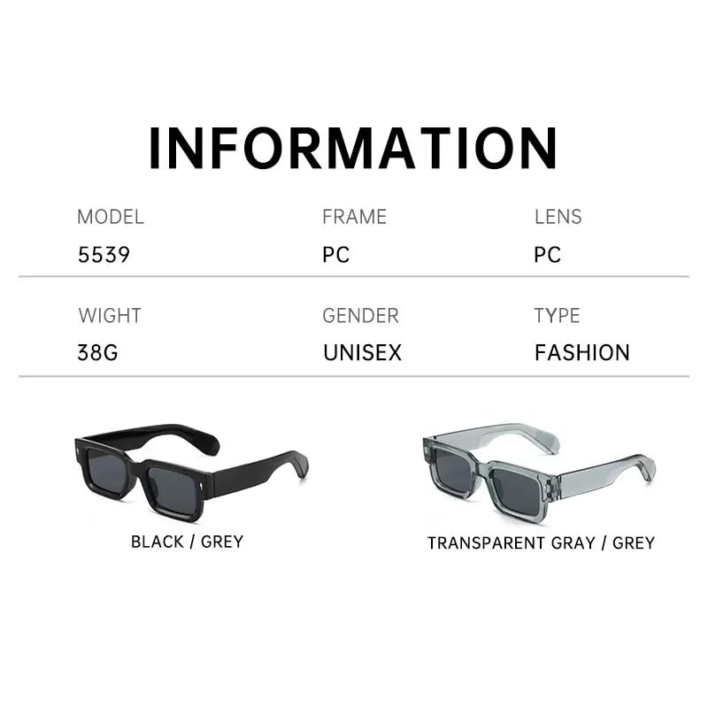 Rectangle Sunglasses for Women Men Trendy Y2k Retro 90s Sun Glasses UV400 Protection Cool Square Frame3
