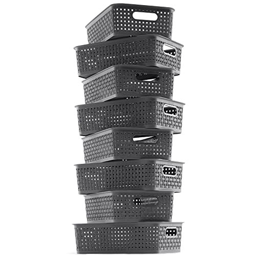 NETANY Plastic Storage Baskets - 8 Pack, Gray, Durable, Easy to Use, Flexible, Multi-Purpose, Ideal for Closets, Cabinets, Shelves, Countertops by NETANY - Used condition - Image 7