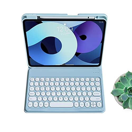 Teclado para iPad Air M2 y Pro 11 con funda desmontable kaitesi azul de teclas redondas