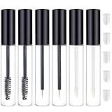 6PCS 10ml Empty Mascara Tubes,Empty Eyeliner Tube and Empty Lip Gloss Tubes,with Rubber Inserts - Ideal for DIY CosmeticsTravel and Daily Use(Black)