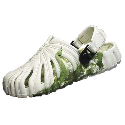 Image of Monstera Slippers, Variegated Monstera Shoes, Non-Slip Soft Lightweight Bathroom Slides Unisex