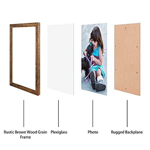 Capcillin 11X17 Picture Frame Wood Pattern Rustic Brown Poster Frame Set Of 1, Wall Mounting, Plexiglass, Great For Prints, Mural, And Art(Cp003-Md11X17-Br) #TOP5