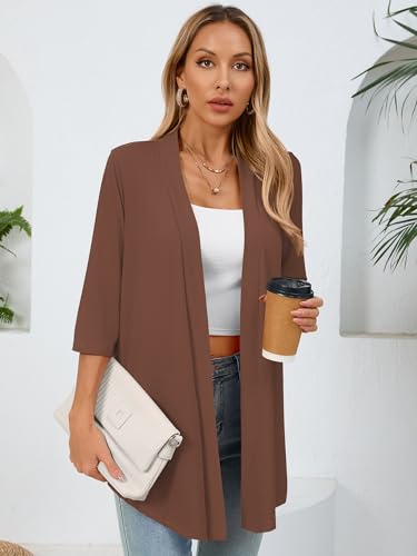 Image of Women's Lightweight Open Front Cardigans Casual Soft Drape Spring Summer Fall Cardigan S-3XL