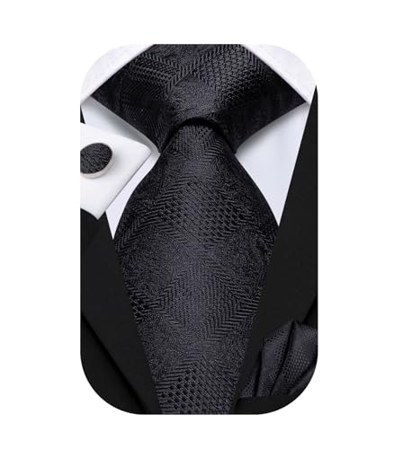 Image of Dubulle Silk Ties Set for Men Formal Paisley Striped Necktie Pocket Square Cufflinks 3PCS Sets Wedding Business Party