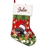 GABSHAIM Custom Belgian Malinois Dog Christmas Stockings, Red Green Holly Balls Puppy Xmas Stocking for Family, Hanging Stockings Fireplace Christmas Holiday Decor 14 Inch