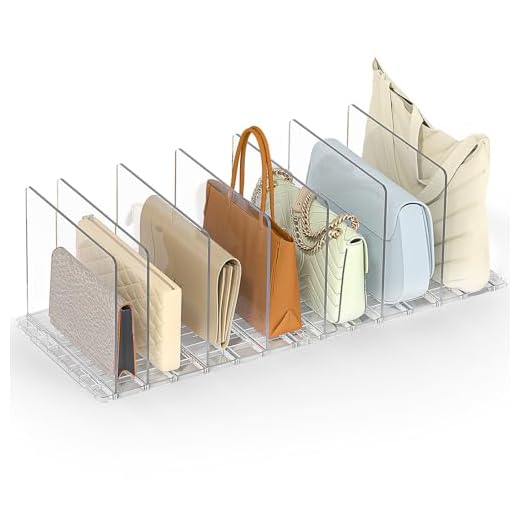 SortNStore Bag & Purse Organizer for Closet: Adjustable Clear Handbag Storage Shelf - Plastic Clutch Dividers for Closet Organizers and Storage - Keep Carteras & Pocketbook Upright