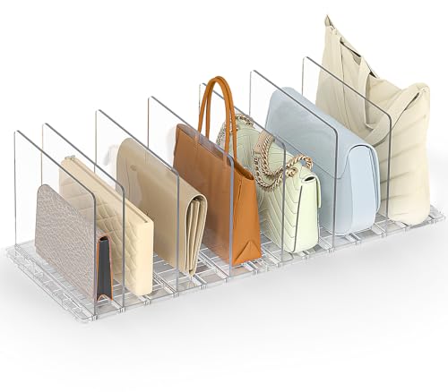 SortNStore Bag & Purse Organizer for Closet: Adjustable Clear Handbag Storage Shelf - Plastic Clutch Dividers for Closet Organizers and Storage - Keep Carteras & Pocketbook Upright by SortNStore - Used condition - US$17.49