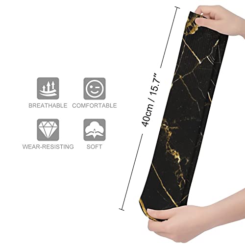 Black and Gold Marble Unisex Fun Novelty Mid Calf Boot Socks Fashion Breathable Dress Crew Socks One Size 112 02