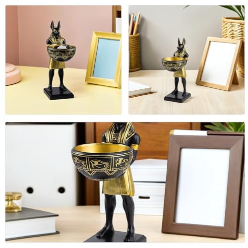 CIMAXIC Anubis Figurine Candy Bowl Resin Egyptian God Sculpture Tray Decorative Key Tray for Entryway Jewelry Holder Halloween and Christmas Snack Server Valet Dish - Image 7