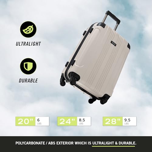 Image of Kenneth Cole REACTION Out of Bounds Lightweight Hardshell 4-Wheel Spinner Luggage, Mushroom, 2-Piece Set (20 inch & 28 inch)