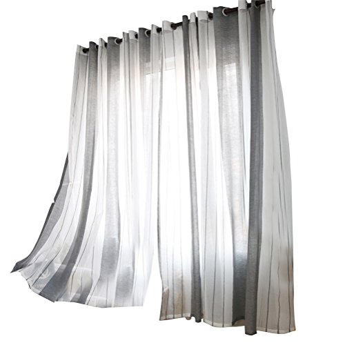 WINOMO Cortinas de Gasa de Rayas Verticales para Ventana de Lino, 100...