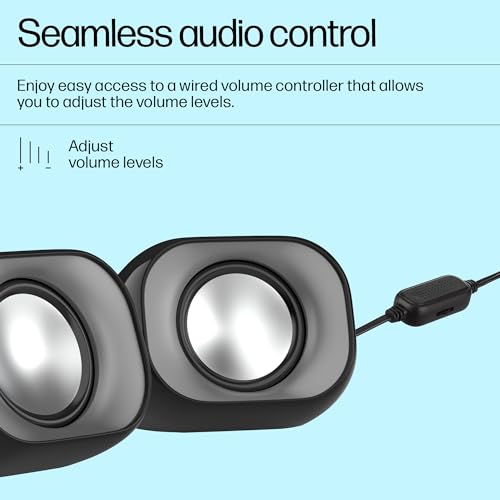 HP DHS-2111 Wired Speaker, 2-Channel Surround Sound, 3.5mm aux connectivity, PC and Phone Compatible, Easy Volume Controls, 1-Year Warranty, 0.27... - Image 6